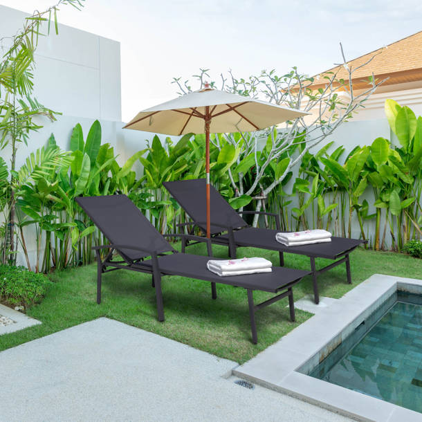 Orren Ellis Zanella Outdoor Adjustable Reclining Chaise Lounge